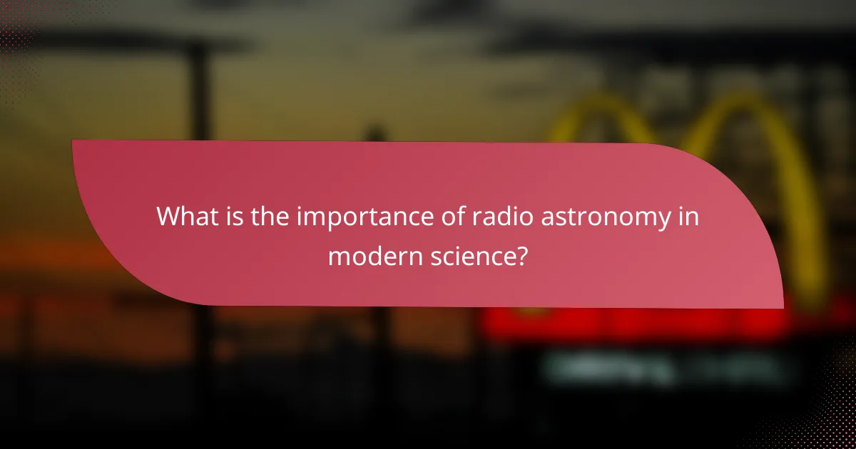 What is the importance of radio astronomy in modern science?